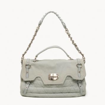 Miu Miu Fabric White Quilted Turnlock Shoulder Bag 