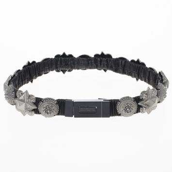 Pre Owned Burberry Prorsum Harlech Black Leather Stretch Studded Warrior Belt
