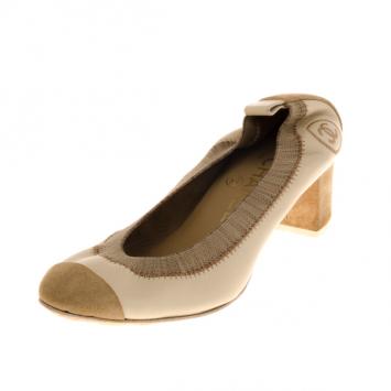 Chanel Beige Elastic Ballet Pumps Size 35