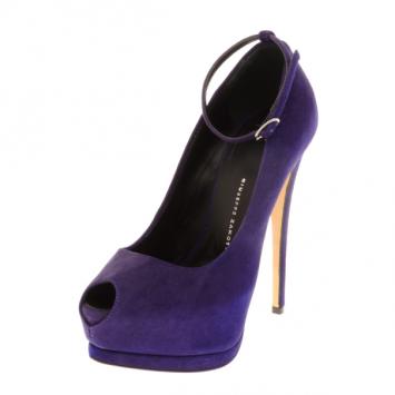 Giuseppe Zanotti Purple Suede Ankle Strap Platform Pumps Size 36