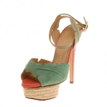 Charlotte Olympia Isla Leaf Espadrille Platform Sandals Size 35