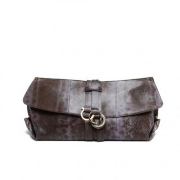 Salvatore Ferragamo Perla Large Python Clutch