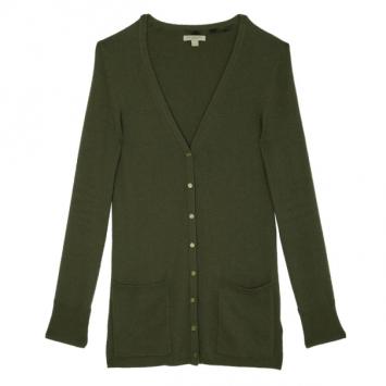 Burberry Green Button Down Novacheck Cuff Cardigan S