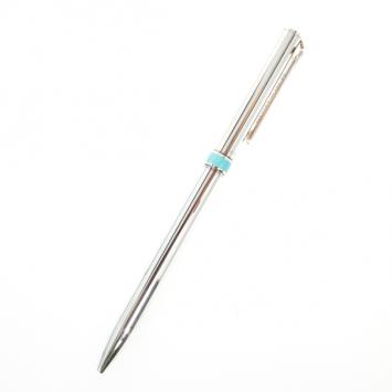 Pre Owned Tiffany & Co. T-Clip Sterling Silver with Tiffany Blue Accent Ballpoint Pen