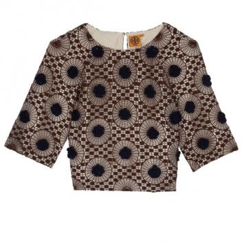 Tory Burch Crochet Silk Top L