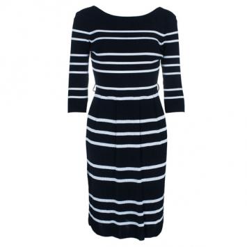 Dior Monochrome Striped Flare Dress L