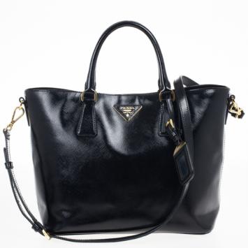 Prada Shopping Saffiano Vernice Nero Tote