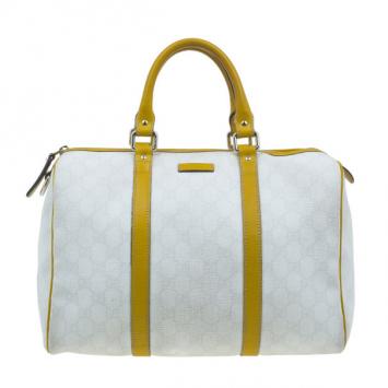Gucci White Canvas Medium Joy Boston Bag