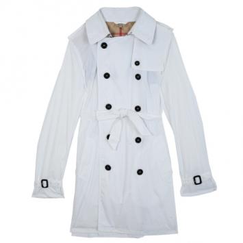 Burberry White Cotton Gabardine Trench Coat M