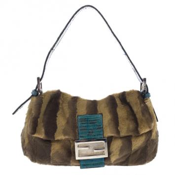 Fendi Printed Rabbit Fur Baguette