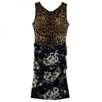 Dolce and Gabbana Mixed Print Stretch Dress M