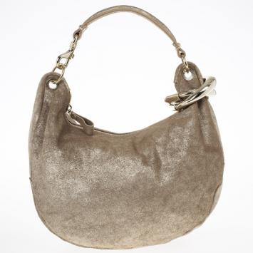 Pre Owned Jimmy Choo Silver Metallic Leather Sky Bangle Hobo 