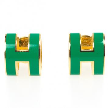 Hermes Pop H Green Lacquer Earrings