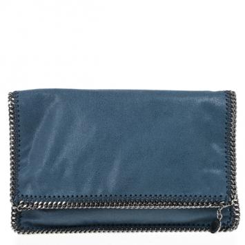 Stella McCartney Blue Falabella Shaggy Deer Foldover Clutch