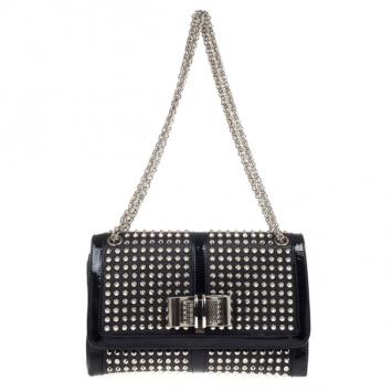Christian Louboutin Black Sweet Charity Studded Leather Shoulder Bag