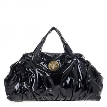 Gucci Black Patent Crystal Hysteria Medium Hobo