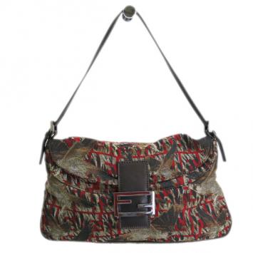 Fendi Bird Motif Canvas Shoulder Bag