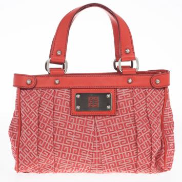 Givenchy Red Canvas Monogram and Leather Satchel 