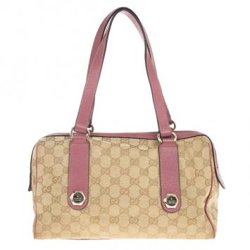 Gucci GG Pink Trim Charmy Satchel