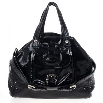 Tod's Black Patent Creta Leather Bag
