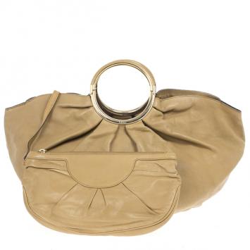 Dior Camel Leather Babe Bag with Clutch