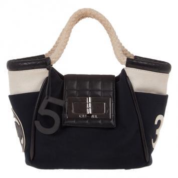 Chanel Black Canvas Cruise Rope Cabas Tote
