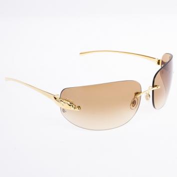 Pre Owned Cartier Gold Panthere De Cartier Shield Sunglasses