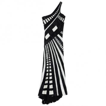 Elie Saab Sequin Monochrome Gown M