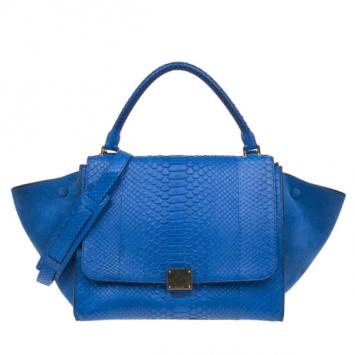 Celine Blue Python Trapeze Top Handle Bag