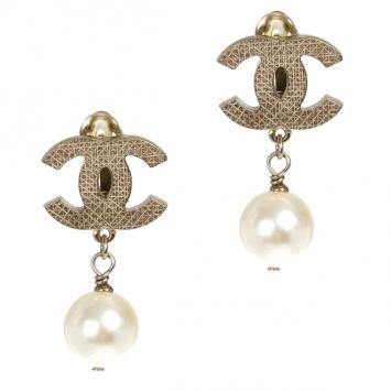 Chanel CC Pearl Earrings
