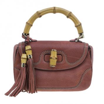 Gucci Brown Leather Bamboo Top Handle