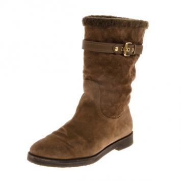 Louis Vuitton Brown Suede Wintry Half Boots Size 40