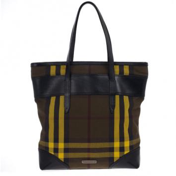 Burberry Green Medium Vintage House Check Tote Bag