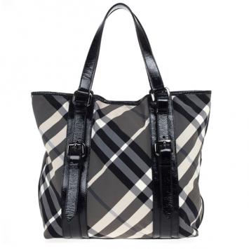 Burberry Beat Check Nylon Medium Lowry Tote Bag