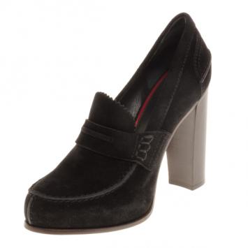 Celine Black Suede Loafer Platform Pumps Size 40