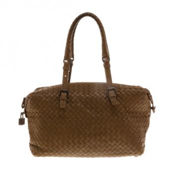 Bottega Veneta Intreciato Brown Top Handle Bag 