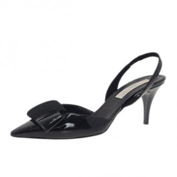 Stella McCartney Black Patent Slingback Sandals Size 37.5