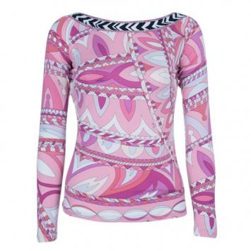 Emilio Pucci Long Sleeve Abstract Print Top M