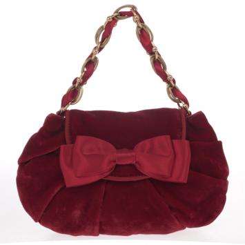 Moschino Satin Bow Red Velvet Clutch