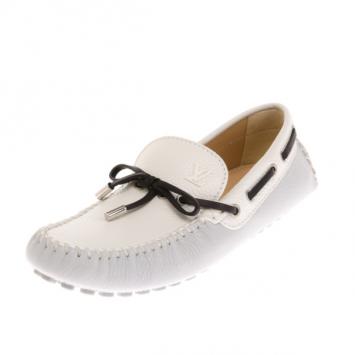 Pre Owned Louis Vuitton White Leather Arizona Loafers Size 41.5