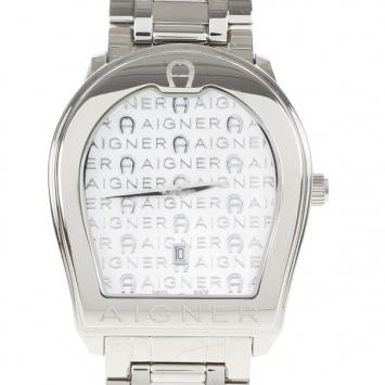 Pre Owned Aigner White Stainless Steel Verona Men's Wristwatch 38MM