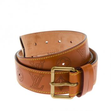 Louis Vuitton Brown Leather Mahina Perforated Belt 100 CM 