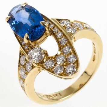 Bvlgari Elisia Sapphire and Diamond Ring Size 52