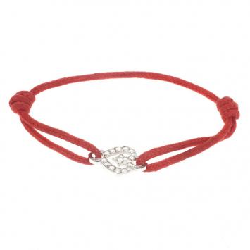 J.O. Perrin Diamond 18K White Gold Stylized Heart Red Bracelet
