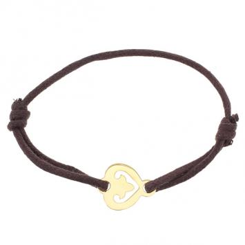J.O. Perrin 18K Yellow Gold Stylized Heart Brown Bracelet