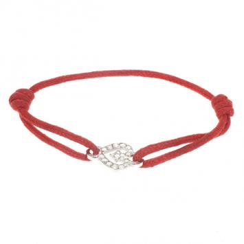 J.O. Perrin 18K White Gold Stylized Heart Red Bracelet
