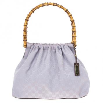 Gucci Vintage Lilac Canvas Bamboo Bag  