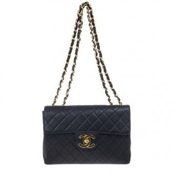 Chanel Navy Lambskin Classic Maxi Flap Bag