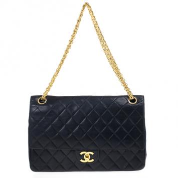Chanel Vintage Black Medium Lambskin Flap Bag