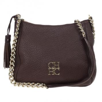 Carolina Herrera Brown Pebbled Leather Maria Bag